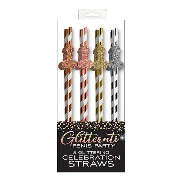 Glitterati Penis Party Straws - Pack of 8 - Bachelorette & Party Supplies