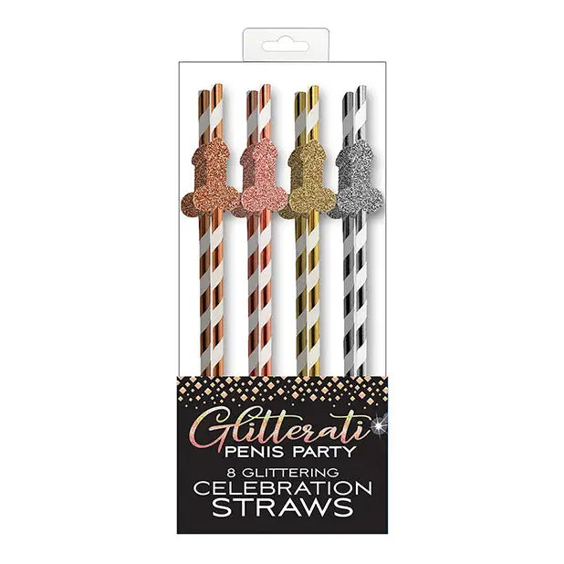 Glitterati Penis Party Straws - Pack of 8 - Bachelorette & Party Supplies
