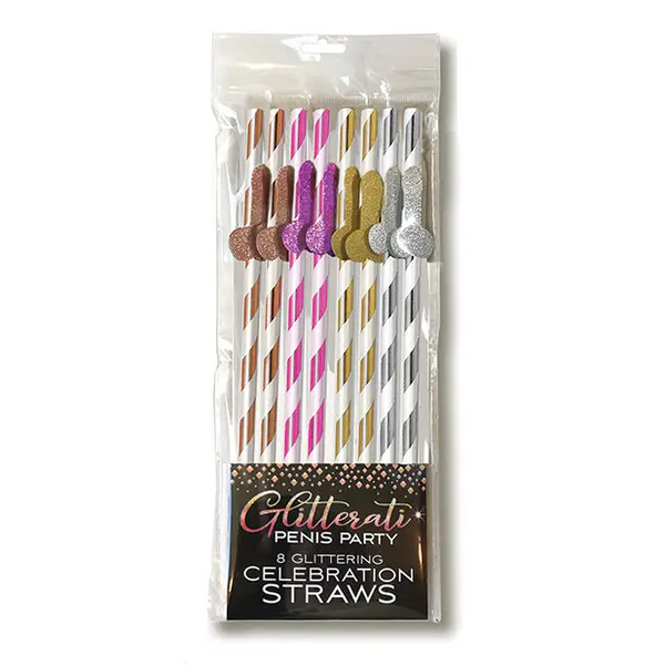 Glitterati Tall Penis Party Straws - Pack of 8 - Bachelorette & Party Supplies