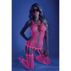 Glow Black Light Criss Cross Paneled Bodystocking Neon Pink O/S - Lingerie - Packaged