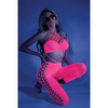 Glow Black Light Cropped Cutout Halter Bodystocking Neon Pink O/S - Lingerie - Packaged