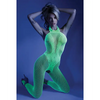 Glow Black Light Crotchless Bodystocking Neon Green O/S - Lingerie - Packaged