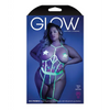 Glow Black Light Embroidered Cupless Garter Teddy (Pasties Not Included) Neon Chartreuse QN - Lingerie - Plus/Queen