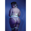 Glow Black Light Embroidered Cupless Garter Teddy (Pasties Not Included) Neon Chartreuse QN - Lingerie - Plus/Queen