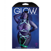 Glow Black Light Embroidered Harness Bra Leg Garterbelt & G-String Neon Chartreuse QN - Lingerie - Plus/Queen - Packaged