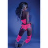 Glow Black Light Footless Teddy Bodystocking Neon Pink O/S - Lingerie - Packaged