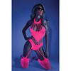 Glow Black Light Footless Teddy Bodystocking Neon Pink O/S - Lingerie - Packaged