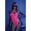 Glow Black Light Harness Mesh Body Suit Neon Pink L/XL - Lingerie - Packaged