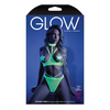Glow Black Light Harness Open Shelf Bra & Cage Thong (Pasties not Included) Neon Lemon M/L - Lingerie - Packaged