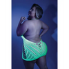 Glow Black Light Net Halter Dress Neon Green QN - Lingerie - Plus/Queen - Packaged
