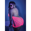 Glow Black Light Net Halter Dress Neon Pink QN - Lingerie - Plus/Queen - Packaged
