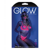 Glow Black Light Open Cup Bra & Crotchless Panties (Pasties Not Included) Neon Pink M/L - Lingerie - Packaged