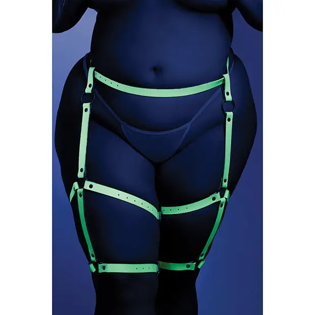 Glow Buckle Up Glow in the Dark Leg Harness Light Blue O/S - Lingerie - Packaged