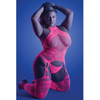Glow Captivating Halter Bodystocking & G-String Neon Pink QN - Lingerie - Plus/Queen - Packaged