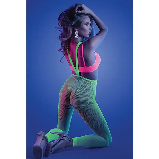 Glow Come Alive Suspender Stockings Bralette & G-String Multi Color O/S - Lingerie - Packaged