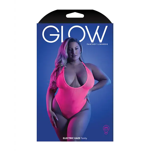 Glow Electric Haze Teddy Neon Pink QN - Lingerie - Plus/Queen - Packaged