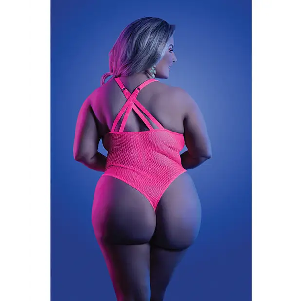 Glow Electric Haze Teddy Neon Pink QN - Lingerie - Plus/Queen - Packaged