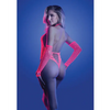 Glow Flashback Black Light Reactive Rhinestone Teddy w/Gloves (or Leg Warmers) - Neon Pink O/S - Lingerie - Packaged