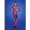 Glow Flashback Black Light Reactive Rhinestone Teddy w/Gloves (or Leg Warmers) - Neon Pink O/S - Lingerie - Packaged