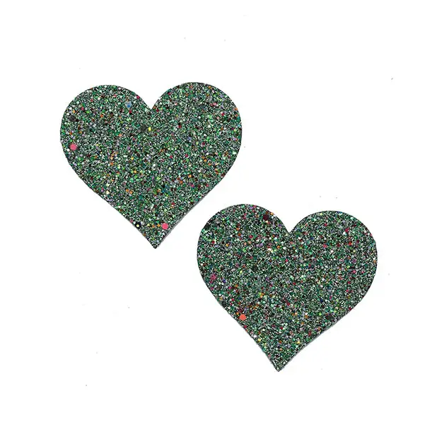 Glow In the Dark Glitter Heart Pasties - O/S - Lingerie - Packaged