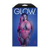 Glow Knockout Fishnet Teddy w/Detachable Thong - Neon Pink QN - Lingerie - Plus/Queen - Packaged