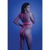 Glow Knockout Fishnet Teddy w/Detachable Thong - Neon Pink S/M - Lingerie - Packaged
