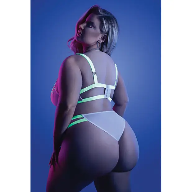 Glow Night Vision Glow In the Dark Bralette & Cage Panty QN - Lingerie - Plus/Queen - Packaged