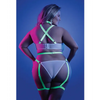 Glow Night Vision Glow In the Dark Gartered Teddy QN - Lingerie - Plus/Queen - Packaged