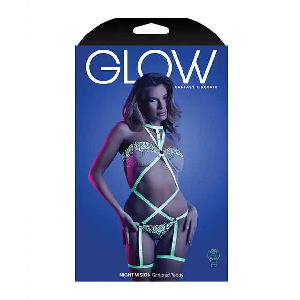 Glow Night Vision Glow In the Dark Gartered Teddy S/M - Lingerie - Packaged