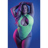 Glow Nocturnal Halter Teddy Neon Chartreuse QN - Lingerie - Plus/Queen - Packaged