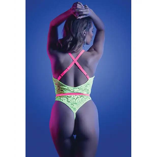 Glow Spotlight Teddy Neon Chartreuse M/L - Lingerie - Packaged