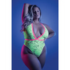 Glow Spotlight Teddy Neon Chartreuse QN - Lingerie - Plus/Queen - Packaged