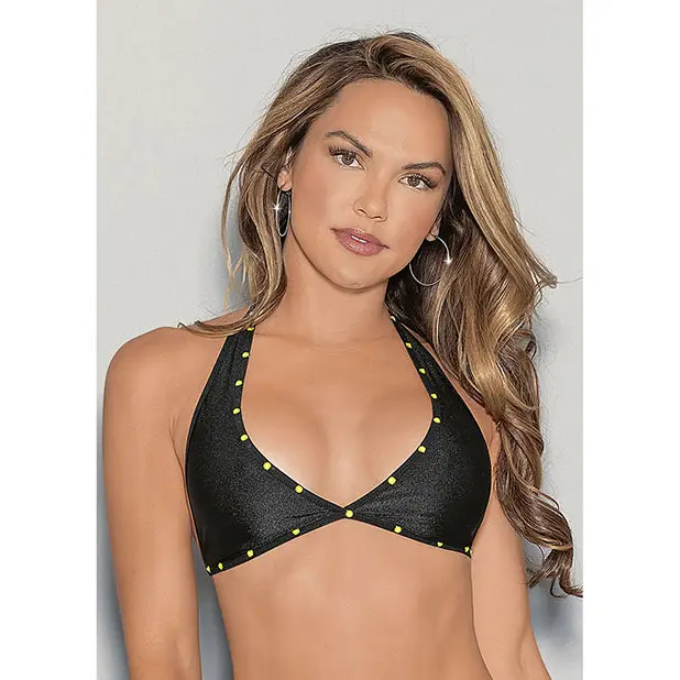 Glow Stones Black Light Dancewear Tri Bra Black O/S - Lingerie - Hanging