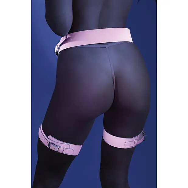 Glow Strapped In Glow in the Dark Leg Harness Light Pink O/S - Lingerie - Packaged