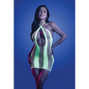 Glow Synthesize UV Reactive Seamless Halter Dress - Neon Green O/S - Lingerie - Packaged