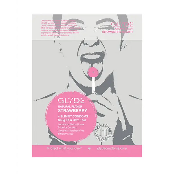 Glyde Slim Strawberry - Pack of 4 - Condoms