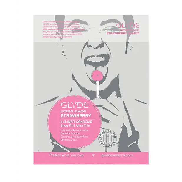 Glyde Slim Strawberry - Pack of 4 - Condoms