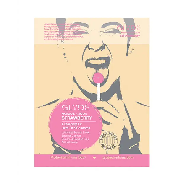 Glyde Strawberry - Pack of 4 - Condoms