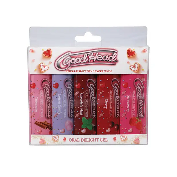 GoodHead Oral Delight Gel Pack - 1 oz Strawberry/Cherry/Cotton Candy/Chocolate Mint/Cinnamon - Sexual Enhancers