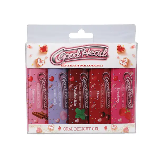 GoodHead Oral Delight Gel Pack - 1 oz Strawberry/Cherry/Cotton Candy/Chocolate Mint/Cinnamon - Sexual Enhancers