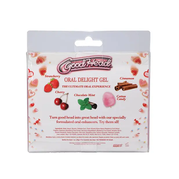 GoodHead Oral Delight Gel Pack - 1 oz Strawberry/Cherry/Cotton Candy/Chocolate Mint/Cinnamon - Sexual Enhancers