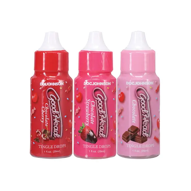 GoodHead Tingle Drops Pack - 1 oz Chocolate/Chocolate Cherry/Chocolate Strawberry - Sexual Enhancers