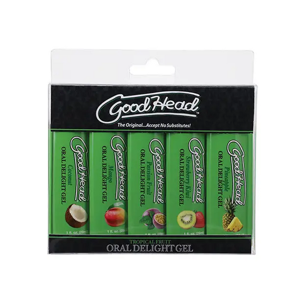 GoodHead Tropical Fruits Oral Delight Gel - Asst. Flavors Pack of 5 - Sexual Enhancers