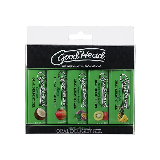 GoodHead Tropical Fruits Oral Delight Gel - Asst. Flavors Pack of 5 - Sexual Enhancers