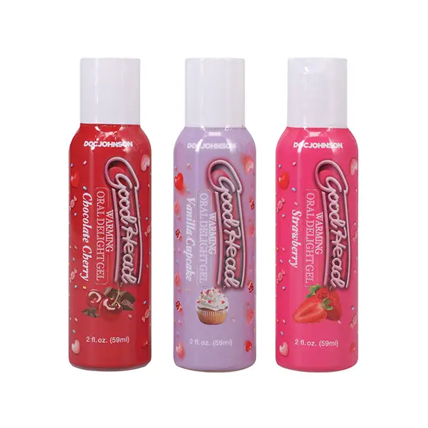 GoodHead Warming Oral Delight Gel Pack - 2 oz Strawberry/Vanilla Cupcake/Chocolate Cherry - Sexual Enhancers