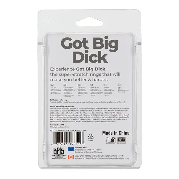 Got Big Dick 2 Pack Cock Rings - Black - Penis Enhancement