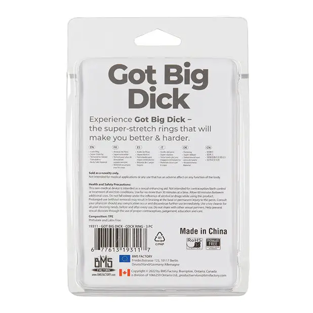 Got Big Dick 3 Pack Cock Rings - Black - Penis Enhancement
