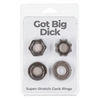 Got Big Dick 4 Pack Cock Rings - Black - Penis Enhancement