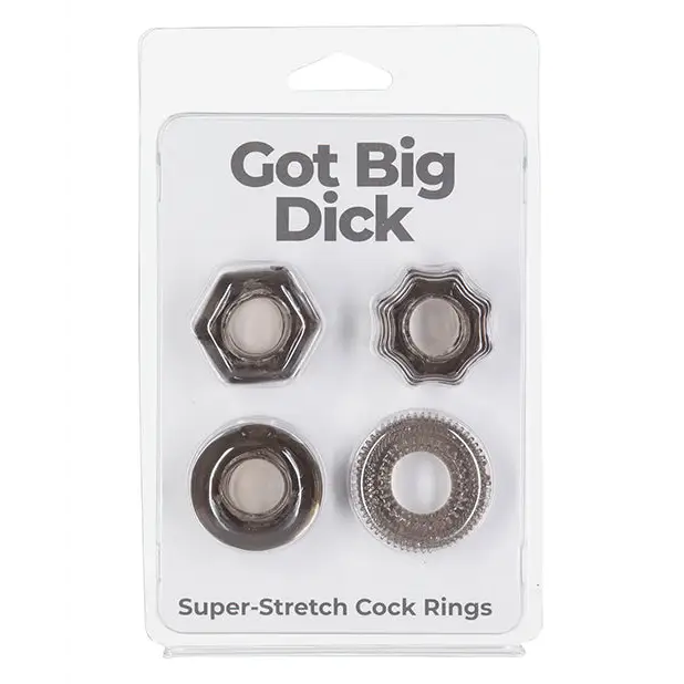 Got Big Dick 4 Pack Cock Rings - Black - Penis Enhancement