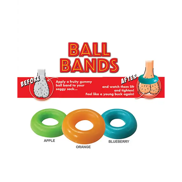 Gummy Ball Bands - 3 Pack Asst. Colors/Flavors - Body Toppings & Edibles